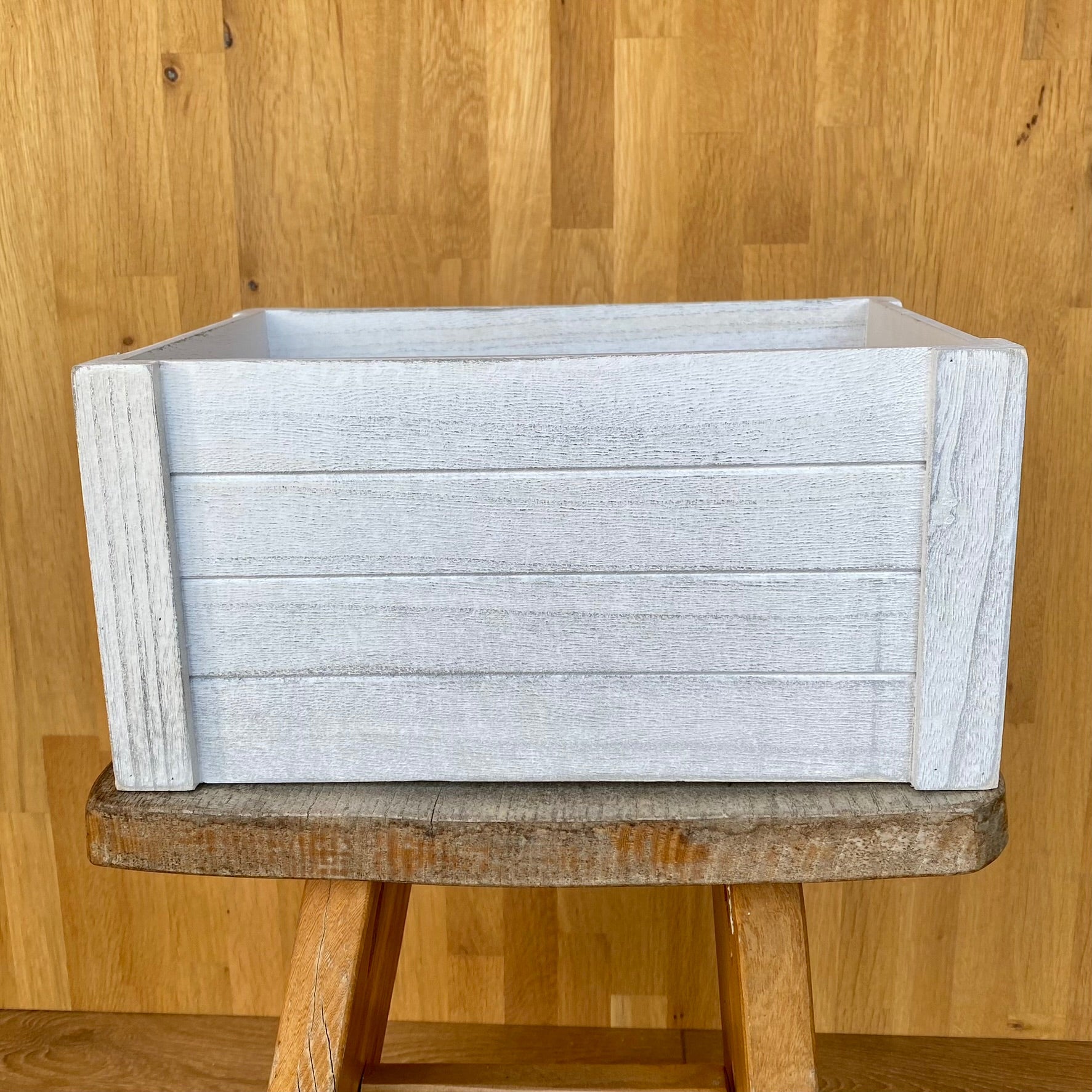 White Washed Wooden Crates with Heart Handles Park Farm Plants